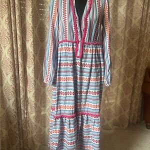Boden Vibrant Multicolor Long Sleeve Dress